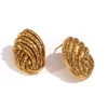 Stud Earrings Unique Bread Brushed Road Button Shape For Women Trendy Women's Gold Silver Color Stainless Steel 2024 Jewelry