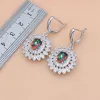 Sets Mystic Rainbow Fire CZ 925 Sterling Silver Jewelry Jewelry Sets Women Earrings/Pendant/Necklace/Rings/Bracelet T234