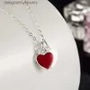 68f5 Pendentif Colliers Designer Tiffanyisn Populaire S925 Sterling Argent Émail Pêche Coeur Collier Classique Double Amour Coeur Tanabata Saint Valentin Cadeau Pendan