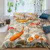 Ensembles de literie Housse de couette japonaise Koi Carp Couple Natation Cherry Blossom Branch Culture Design pour chambre décorative Orange Gris Femmes Hommes