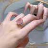 Cluster Rings Princess Pink Large Diamond Ring Wedding Engagement For Women