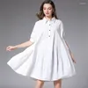 Women's Blouses Dress Cotton Loose Long-sleeved Shirt A LINE Fashion