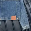 Veste en jean pour femmes bouton de revers lettres chemises vestes à manches longues manteau en jean vêtements d'extérieur décontractés