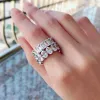 Anneaux Charms 100% 925 argent sterling simulé Missanite Lab Diamond Eternity Rings for Women Wedding Engagement Bands Bijoux