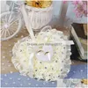 Decorative Flowers Wreaths Wedding Favors Ring Pillow With Transprent Box Heart Design Rhinestone Decor Cushion Decoration Proposa Dhcfv