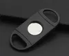 Pocket Plastic Stainless Steel Double Blades Cigar Cutter Knife Scissors Tobacco Black New Free frakt Partihandel