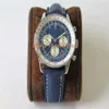 Al Navitimer Chronograph B10 Men Watch Eta 7750 Automatic 28800VPH Blue Dial 316L الصلب الياقوت ثنائية الاتجاه الدورية LEA312I