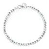 Strand 925 Sterling Silver 4mm Bracelet de perles lisses adapté aux hommes et aux femmes magnifique charme fête cadeau de mariage bijoux de mode