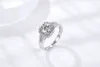 스퀘어 링 트렌디 925 스털링 실버 Moissanite 1.0ct 후광 반지 현대 여성 보석 발렌타인 선물