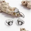 Bagues de cluster Nouvelle arrivée Big Vintage Opal 8 pcs Knuckle Ring Set pour femmes Sliver couleur motif géométrique style bohème F Dhgarden Dhfqj