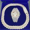 Moda nowe design vvs diamentowy okrągły kształt lód biżuteria 41 mm moissanite zegarek Cuabn Sets