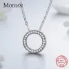 Colares Modian Romantic Romantic Real 925 Sterling Silver Fashion Round Hearts Colar para mulheres Fantásticas Life Colares de casamento Presente de joias