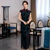 Vêtements ethniques Femmes Sexy Slim Fit Long Cheongsam Printemps Automne Robe traditionnelle chinoise Plus Taille 4XL Qipao Mandarin Collar Robes