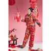 Etniska kläder kinesiska år vinter nordosttryck blomma bomullskläder kvinna mode traditionell vind tjock kappa varma byxor kostym