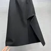 Skirts Black Women Long Skirt Side Zipper Split Female Formal