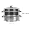 Double Boilers Steam Cooking Pot Steamer Cooker Stainless Man Steel Metal Basket Cookware Bamboo