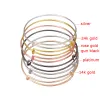 Brangles 50pcs / lot Gold Silver Color Charm Brangle Bracelet Extensible Bracelet Black Ajustement Brangles pour femmes