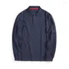 Herren Polos Frühling Solide Langarm Poloshirt Männer Voll Warme Casual Tasche Tops Marke Kleidung Plus Größe 8XL