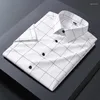 Camisas de vestido masculinas S-5XL coreano fino ajuste xadrez manga curta para design macio e confortável jovem fino camisa de luxo blusas roupas masculinas