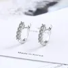 Studörhängen Moissanite U-formade hoops 3mm D VVS1 Kvinnors diamantgeometriska engagemangstillbehör Silver 925 smycken