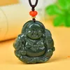 Anhänger Natürliche Grüne Jade Geld Buddha Anhänger Halskette Männer Frauen Echte Chinesische Hetian Jade Glücksbringer Amulett Pullover Kette