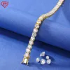 Hiphop Diamond White/Yellow Gold Plated S Sterling Sier Moissanite Tennis Necklace