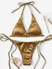 ملابس السباحة النسائية مثيرة Micro Mini Bikini Thong Thong G-String Bra Bikini Suit Swimsuit عاريات عديمة الجودة الجديدة J240221