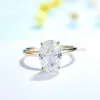 Anneaux Kuololit 3.5CT Ice écrasée OVAL MISSANIT 18K 14K Rague en or jaune pour les femmes D Vvs Solitaire Ring pour le mariage de la fête de fiançailles