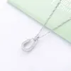 Hängen Moonmory 925 Sterling Silver Zircon Horseshoes Pendant Long Chain Necklace For Women Wedding New Elegant Luxury Collar Smycken