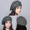 Bérets Béret haut de gamme pour femmes hiver couleur unie chapeaux tricotés dames français chaud bonnet filles en plein air coupe-vent Gorra