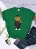 T-shirt Femme Hip Hop Rap Tendance Teddy Bear T-shirt Femmes Street Vintage Harajuku Tshirt O-Cou Casual Manches Courtes Sport Hip Hop Tee Vêtements T240221