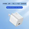20W PD 3.0 Carregamento rápido USB Carregador de parede portátil para viagem Carregadores de telefone Type C Carregador para iPhone 13
