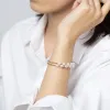 Braccialetti Lnngy Fashion Bracciale con ciondoli in oro 14 carati per le donne Bracciale intrecciato con perle d'acqua dolce naturali al 100% Regali eleganti