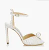 2024S Женские сандалии Sacora для невесты, элегантные туфли с белым жемчугом и ремешком, женские туфли на высоком каблуке для вечеринки, свадьбы, туфли-лодочки для невесты, сандалии-гладиаторы, идеальный дизайнер EU35-43