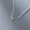 Colliers WANTME 925 argent Sterling brillant gypsophile vert Olive pendentif clavicule collier ras du cou pour les femmes mode bijoux exquis