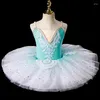 Bühnenbekleidung Ballerina Fairy Prom Party Kostüm Kinder Blau Blumenkleid Mädchen Tanz Gymnastic Ballet Tutu
