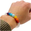 Perlen handgefertigt 8 mm matt schwarz weiß Perlen Armband für Frauen elastische 7 Chakra Naturstein Heilung Nce Yoga Mode Jude Dhgarden Dhs5D