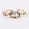 Bröllopsringar Ny härlig Rainbow Heart Crystal Ring Small Baguette Eternity Engagement Band för Women CZ Year Drop Delivery Dhgarden DH8FF