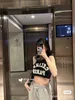 Summer White Women Tops 24ss Tees Fashion Brand Crop Top Embroidery Sexy Off Shoulder Black Tank Top Casual Sleeveless Backless Top Shirts Luxury Designer Solid Vest