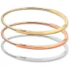 Armbanden Originele Rose Gold Handtekening ID Gladde Bangle Armband Fit Europa 925 Sterling Zilveren Kraal Charm Diy Sieraden