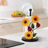 Kitchen Storage Table Paper Towel Holder Space-Saving Cartoon Metal Tissue Stand Roll Dispenser For Home Organization