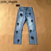 Chrom Mens Jeans Designer Make 2023 Vieux Pantalon droit lavé Coeur Lettre Prints pour Femmes Hommes Casual Long Sweatpant 4o3o P9ZL