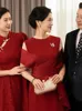 Etniska kläder Yourqipao kinesisk mamma bröllopsklänning röd av bruden klänningar kina traditionella cheongsam fest cocktail klänningar