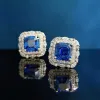 Earrings 2023 New Royal Blue 7 * 7 Ear Studs with Horse Eyes and Full Diamond Ear Studs, Amazon One Piece Shipping