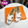 Designer tofflor glider klassisk platt häl lyx sandaler kvinnor sandale skor äkta läder sandal sommar flip flops skjutreglage berömda kvinnors strand slid