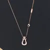 Fashionable horseshoe buckle necklace with full set zircon collarbone chain for women's versatile fashion jewelry