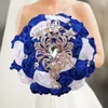 Kwiaty dekoracyjne 1PC/Lot Royal Wedding Bouquet trzymający się z kryształką na imprezę