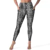 Actieve broek Zwart Wit Slangenleer Legging Zakken Dierenprint Ontwerp Yoga Push Up Fitness Hardlooplegging Rekbare Sport