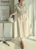 Casual Dresses Spring Long Shirts Dress Women Korean Loose Ruffle Pleated Ladies Sleeve Fashion Woman Vestido Mujer