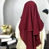 Etnisk kläd Turkiet Mask Solid Color Double Layer Composite Chiffon Shawl Fashion Tie Veil Ladies Hat Foulard Musulmane Pour Femme Niqab